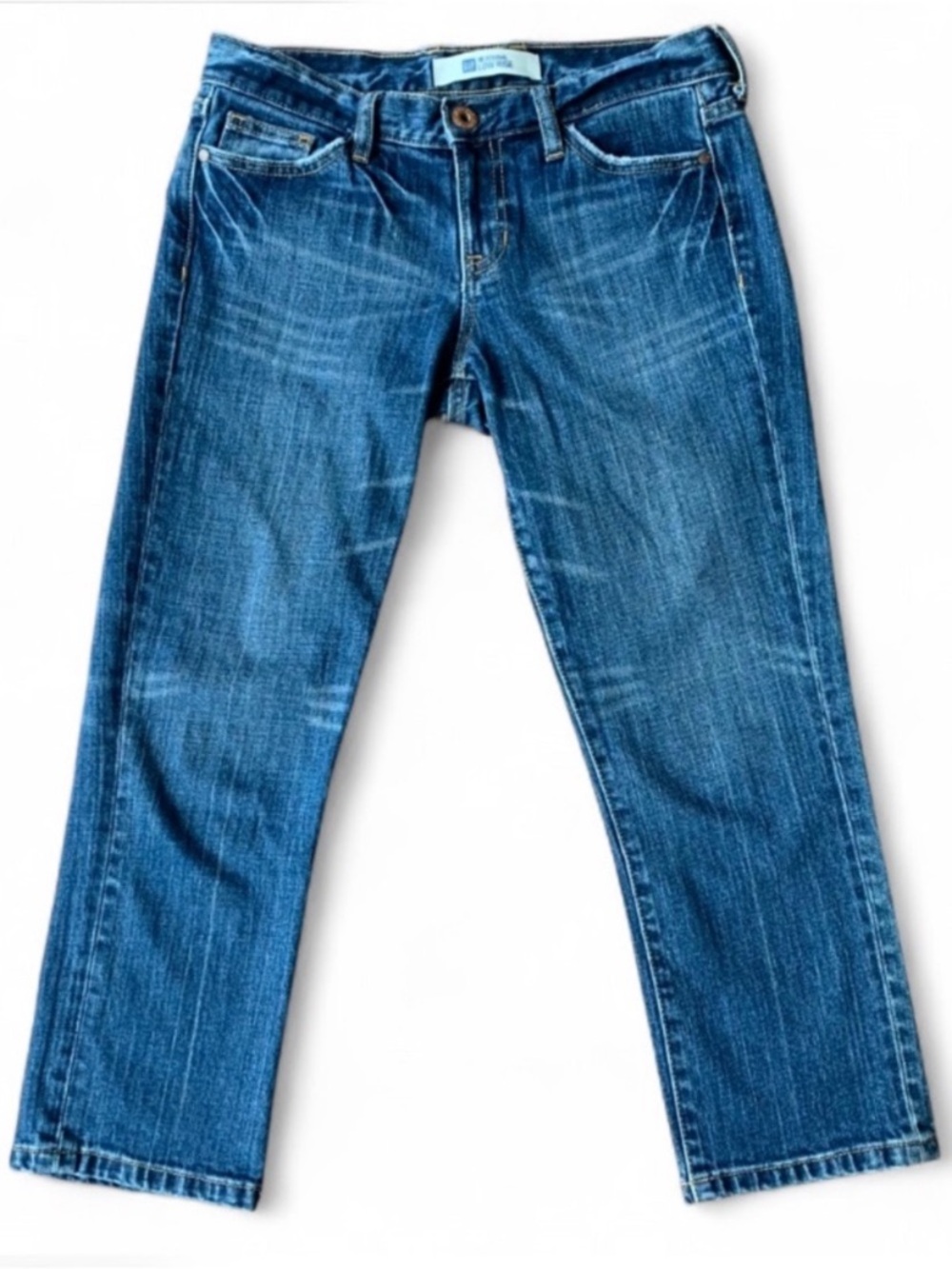 GAP Women's Y2K Low Rise Cropped Jeans in Medium Blue Wash size 2
